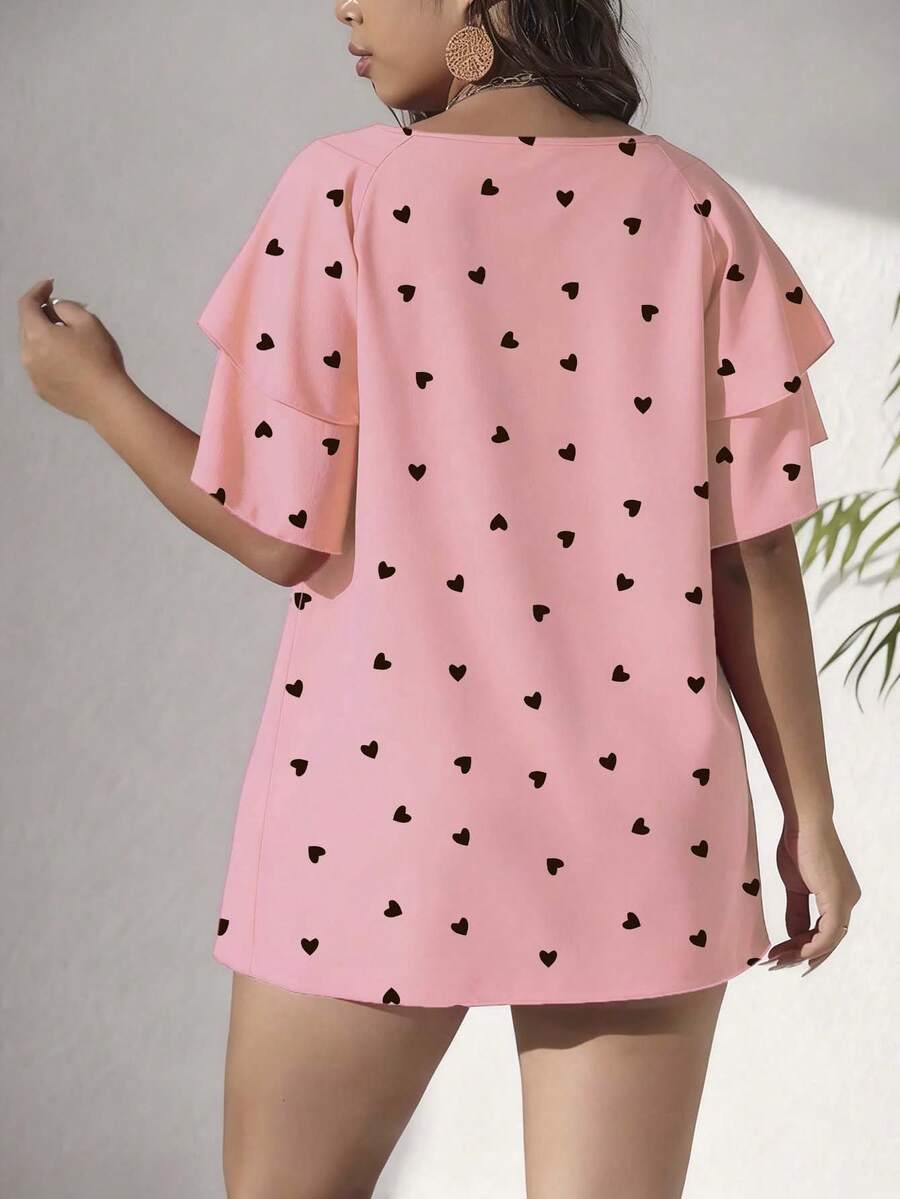 Ženska ležerna majica za plus size veličine sa printom srca