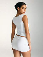 XLLAIS Fashionable Collared White Casual Vacation Fitted Tank Top, Suitable For All Seasons Summer