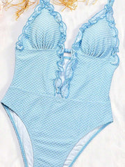 Ruffle Trim Jednodelni Kupaći Kostim Bikini