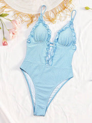 Ruffle Trim Jednodelni Kupaći Kostim Bikini