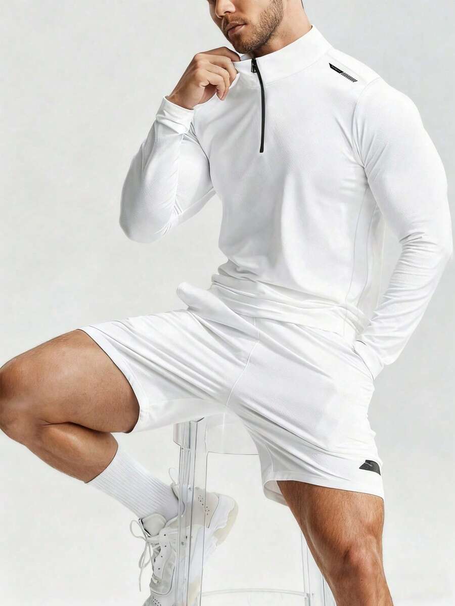 Muška ležerna sportska jakna jednobojna sa podignutom kragnom, slim fit, za teretanu