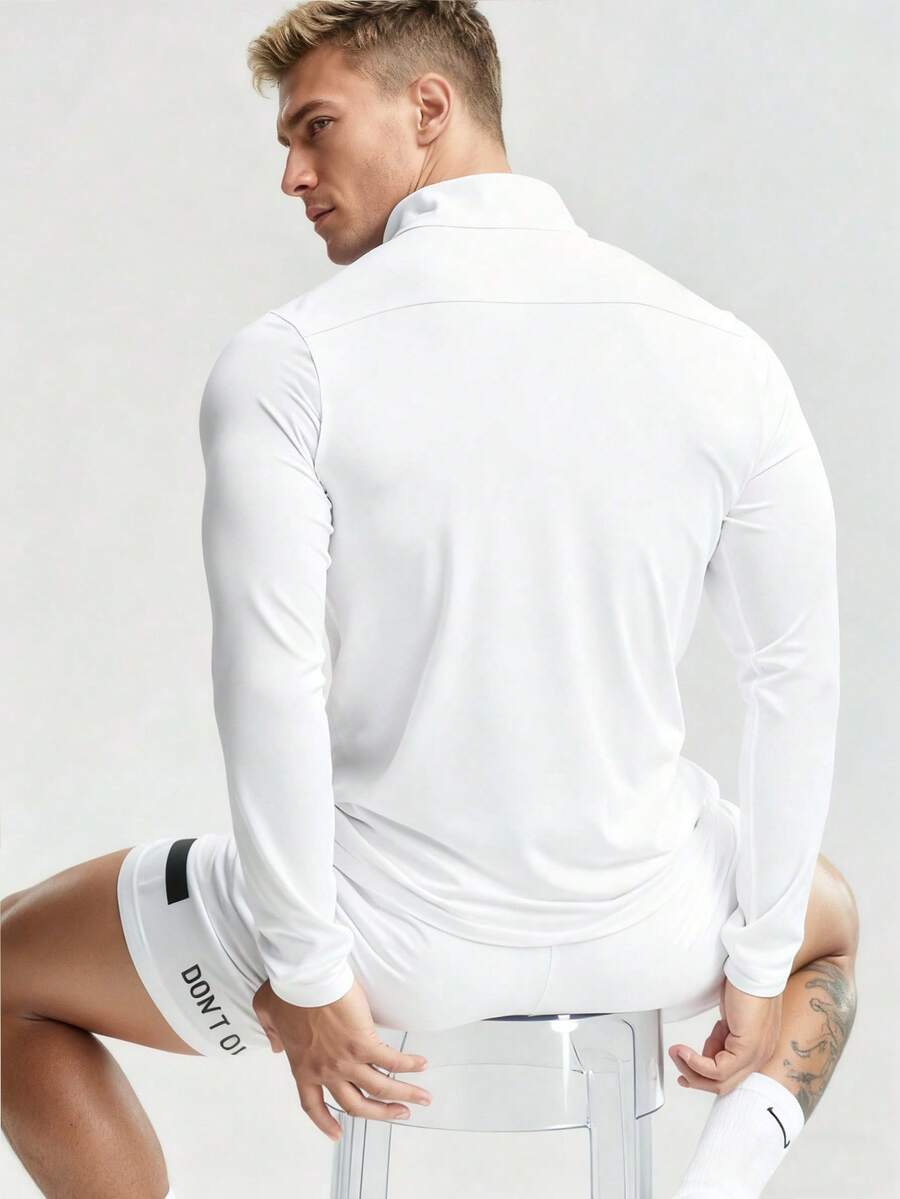 Muška ležerna sportska jakna jednobojna sa podignutom kragnom, slim fit, za teretanu