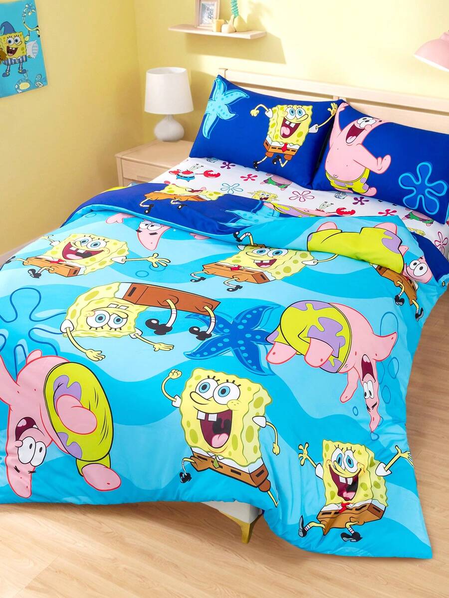 SpongeBob SquarePants Set posteljine od 3 komada, mekan i topao brušeni materijal