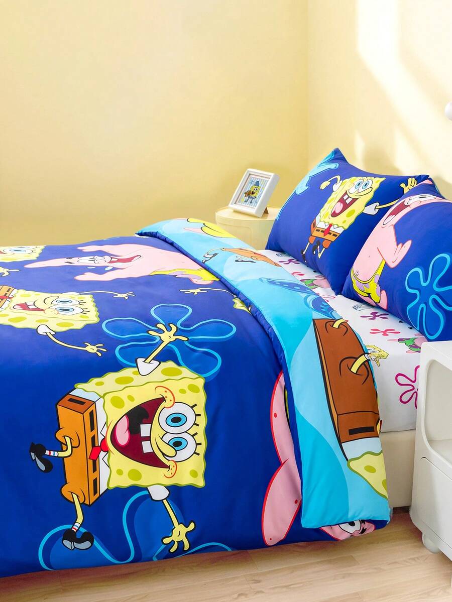 SpongeBob SquarePants Set posteljine od 3 komada, mekan i topao brušeni materijal