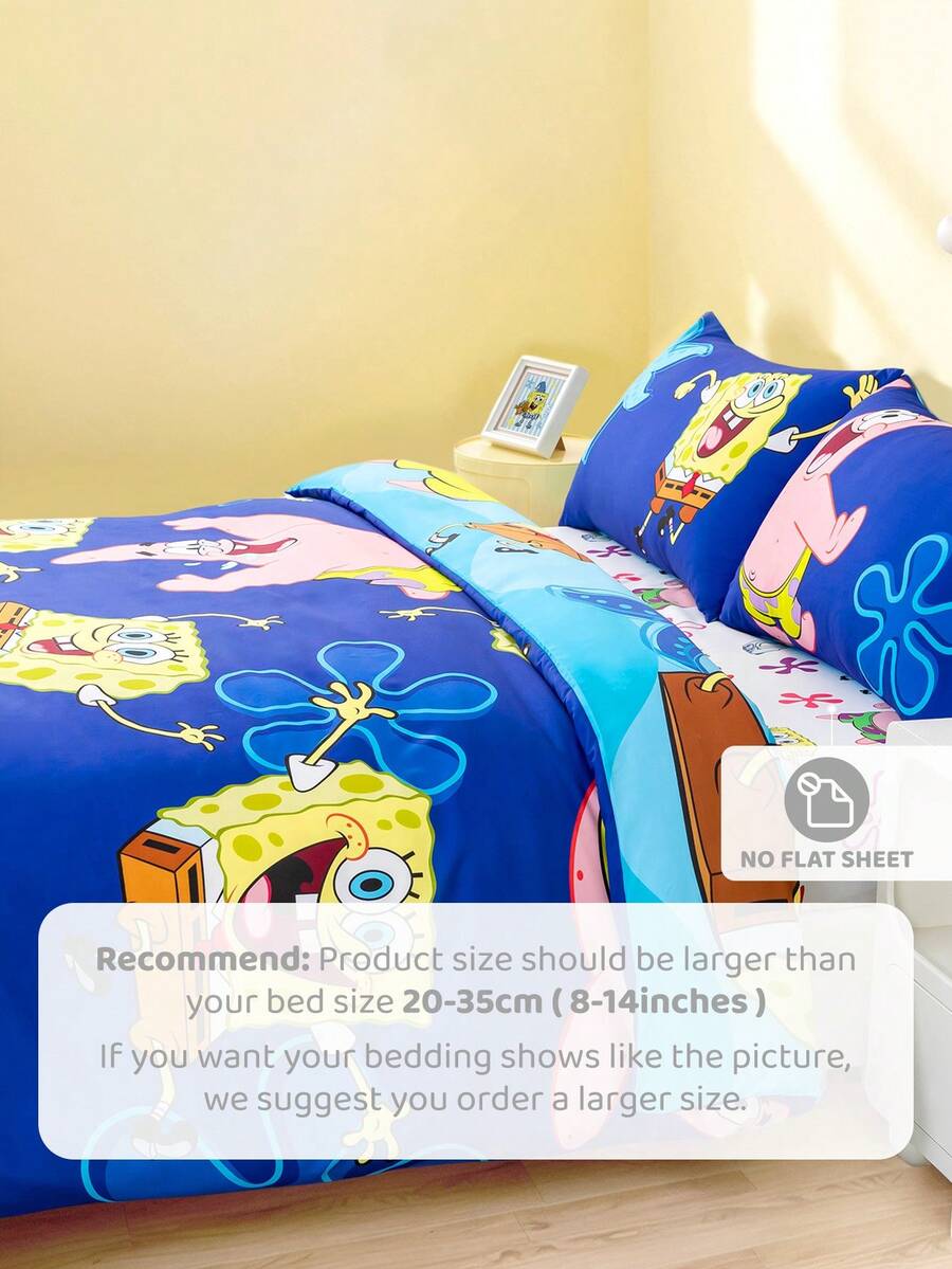 SpongeBob SquarePants Set posteljine od 3 komada, mekan i topao brušeni materijal