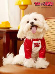 TOM & JERRY X PETSIN 1pc Love Cartoon Cute Print Red And White Splicing Pet T-Shirt