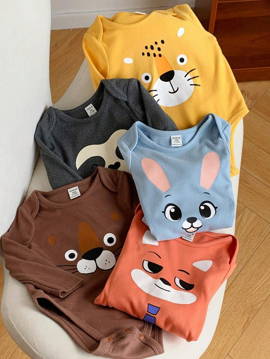 5 komada zimskih bodija za bebe , braon i beli na tufne