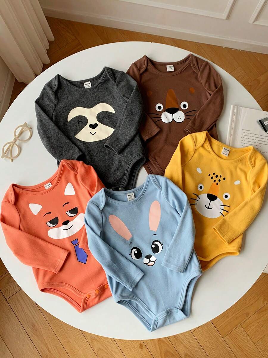 5 komada zimskih bodija za bebe , braon i beli na tufne