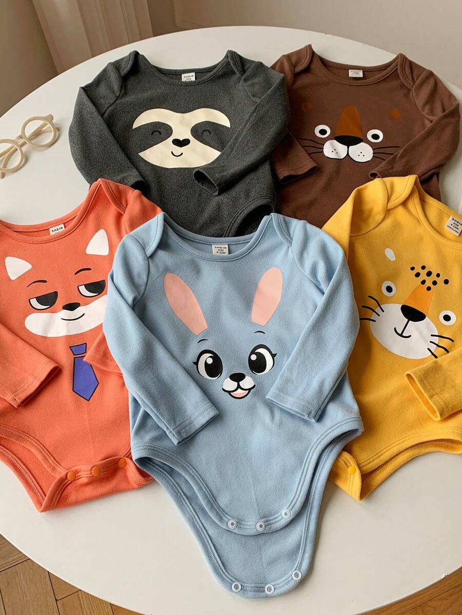 5 komada zimskih bodija za bebe , braon i beli na tufne