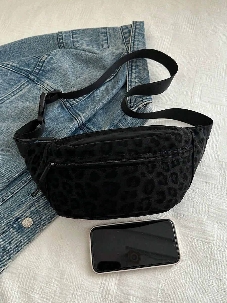 Torba za struk od prevrnute kože sa leopard printom, velikog kapaciteta