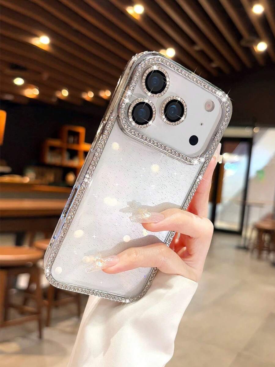 Luksuzna modna transparentna maska za telefon sa četvorostranim sjajnim dijamantima, kompatibilna sa iPhone 18 Pro/18 Pro Max/17/17 Pro Max/16/15/14 Plus/13/12/11 Pro Max