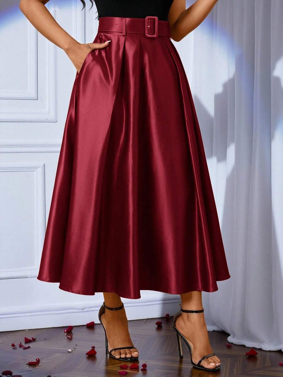 Lady elegantna plisirana suknja jednobojna