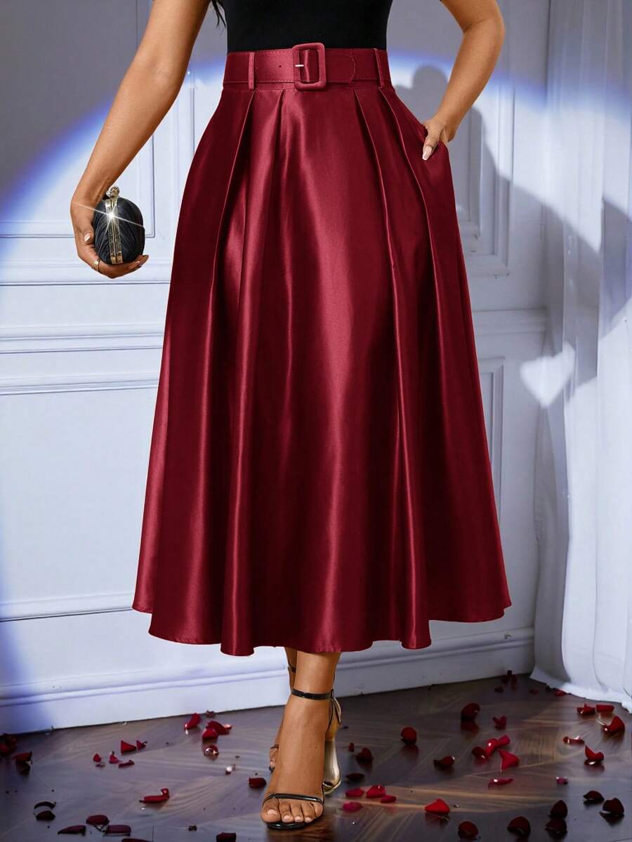 Lady elegantna plisirana suknja jednobojna