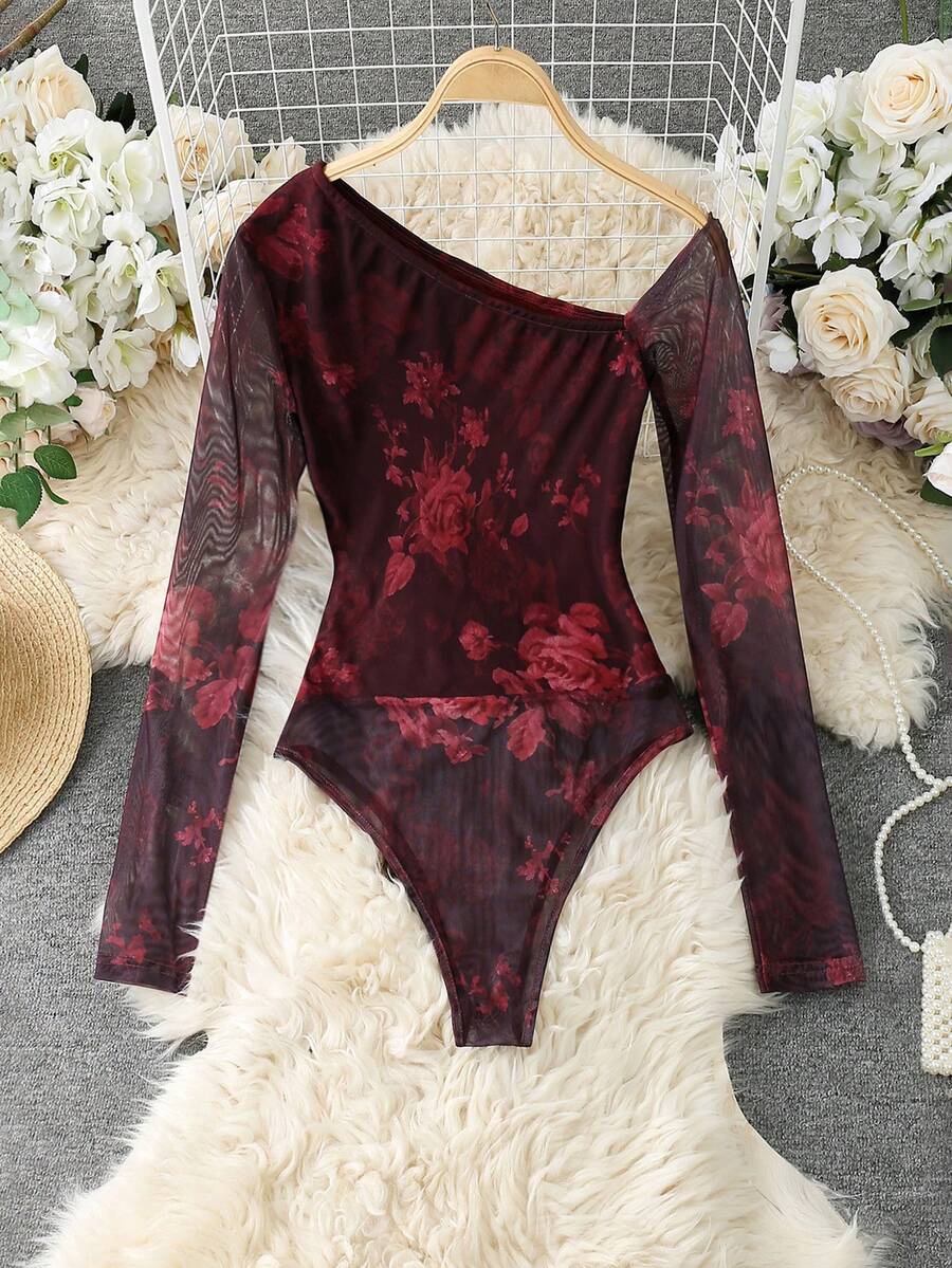 Ženski modni providni mrežasti body sa leopard printom