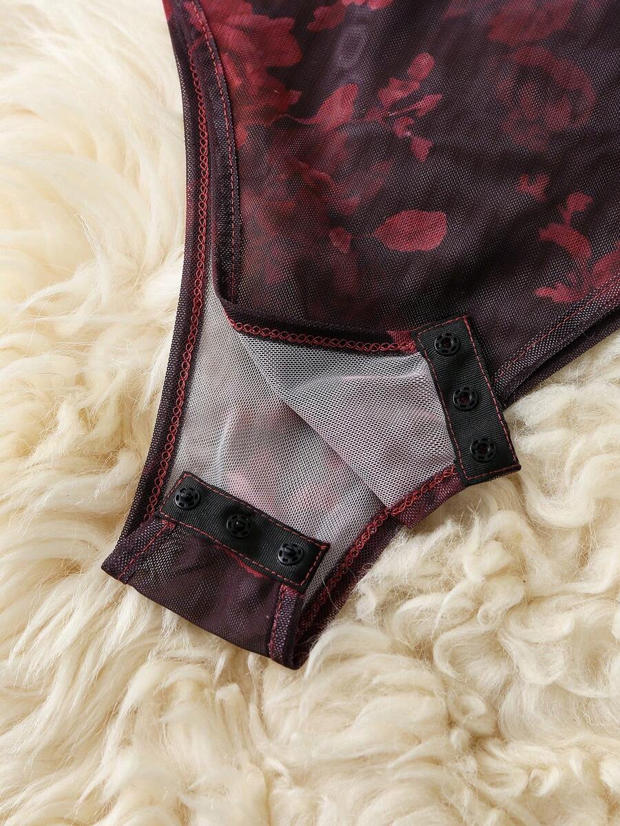 Ženski modni providni mrežasti body sa leopard printom