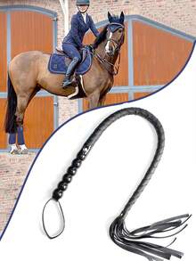 95cm Soft PU Leather Handle Professional Horse Whip, Riding Crop, Snake Whip, Training Whip, Handwoven Reusable Horse Whip, Suitable For Training, Practice And Outdoor Games, Easy To Use And Handle Equestrian Accessory, Prop