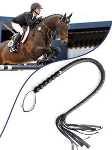 95cm Soft PU Leather Handle Professional Horse Whip, Riding Crop, Snake Whip, Training Whip, Handwoven Reusable Horse Whip, Suitable For Training, Practice And Outdoor Games, Easy To Use And Handle Equestrian Accessory, Prop