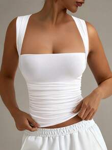 XLLAIS Fashionable Collared White Casual Vacation Fitted Tank Top, Suitable For All Seasons Summer