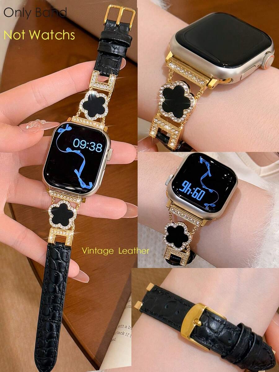 ženski zlatni sjajni kaiš za pametni sat sa  dijamantskim detaljima,  pogodan za Apple Watch 38/40/41/42/44/45/46/49mm