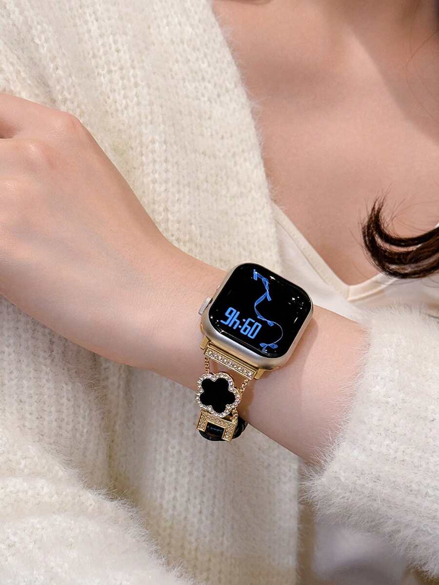 ženski zlatni sjajni kaiš za pametni sat sa  dijamantskim detaljima,  pogodan za Apple Watch 38/40/41/42/44/45/46/49mm