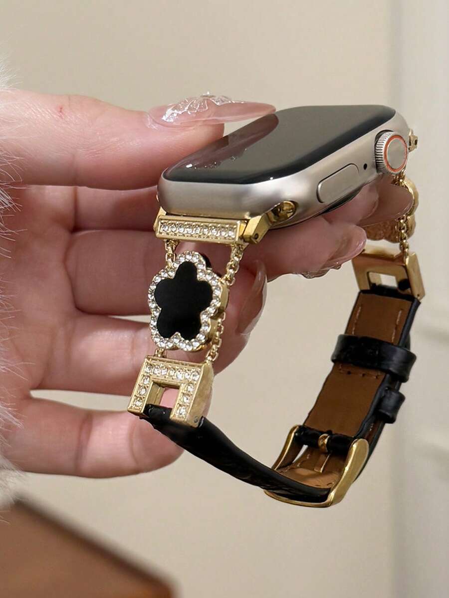 ženski zlatni sjajni kaiš za pametni sat sa  dijamantskim detaljima,  pogodan za Apple Watch 38/40/41/42/44/45/46/49mm