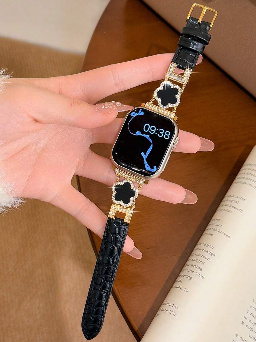 ženski zlatni sjajni kaiš za pametni sat sa  dijamantskim detaljima,  pogodan za Apple Watch 38/40/41/42/44/45/46/49mm