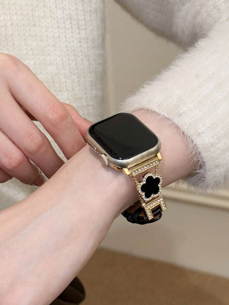 ženski zlatni sjajni kaiš za pametni sat sa  dijamantskim detaljima,  pogodan za Apple Watch 38/40/41/42/44/45/46/49mm