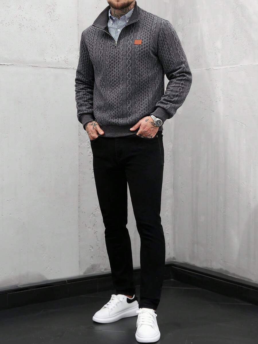 Muški jesenji smart casual duks na četvrt ziper