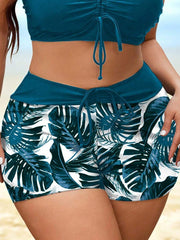 Plus size jednobojne sa patchwork printom, visokog struka sa perticom