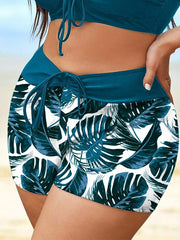 Plus size jednobojne sa patchwork printom, visokog struka sa perticom