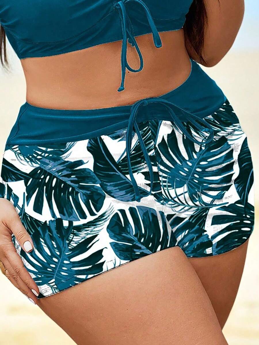 Plus size jednobojne sa patchwork printom, visokog struka sa perticom