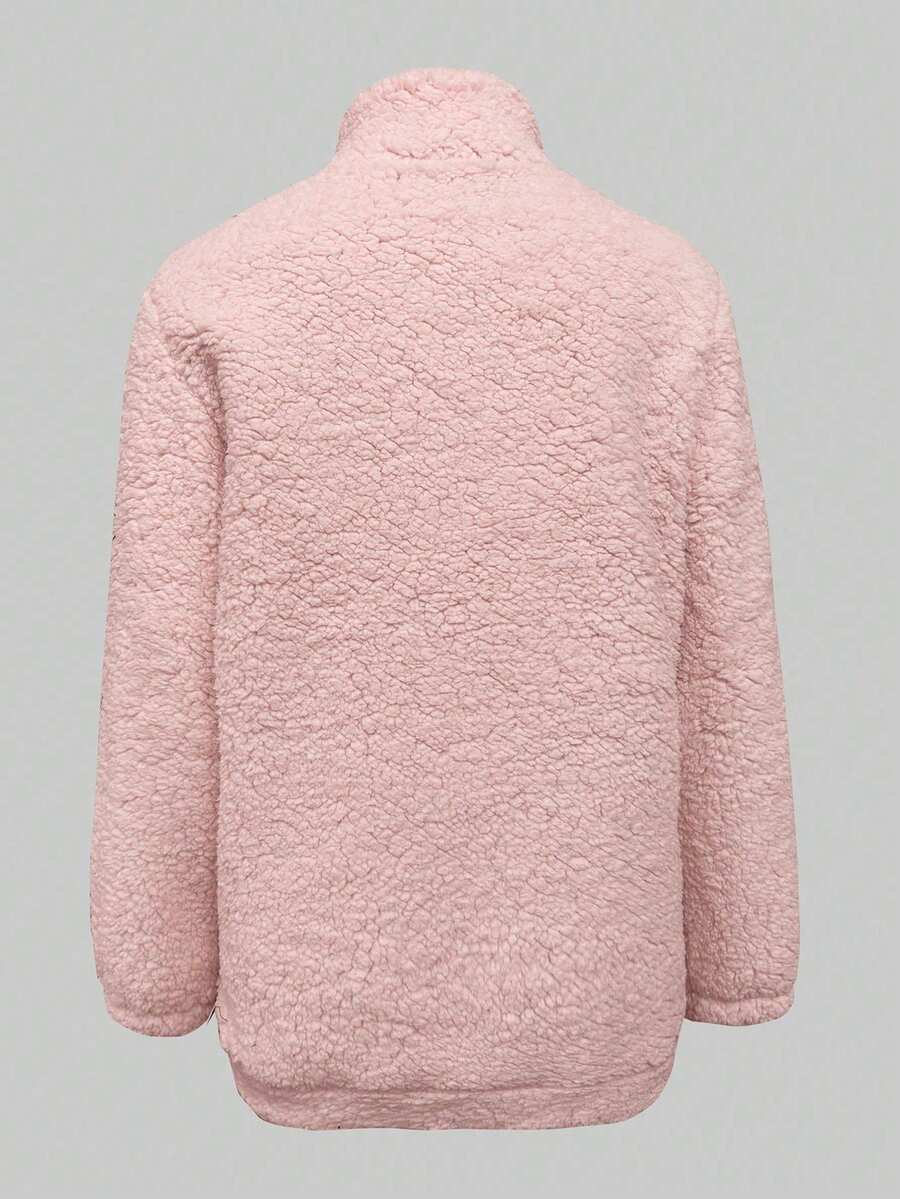 Ženski ležerni duks sa džepovima, dugih rukava, od teddy sherpa materijala