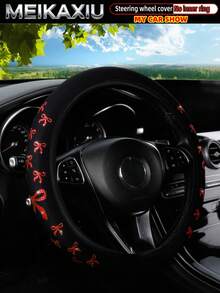 MEIKAXIU 1pc Glitter Bowknot Bling Bling Steering Wheel Cover, Suitable For 37-38cm, Women