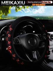 MEIKAXIU 1pc Glitter Bowknot Bling Bling Steering Wheel Cover, Suitable For 37-38cm, Women