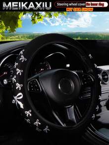 MEIKAXIU 1pc Glitter Bowknot Bling Bling Steering Wheel Cover, Suitable For 37-38cm, Women
