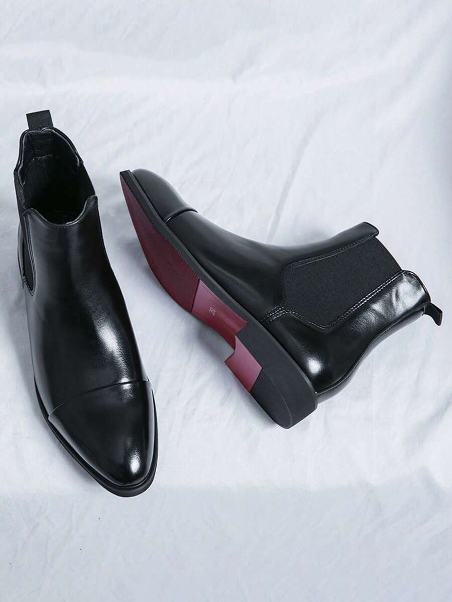 Muške Chelsea čizme sa crvenim đonom, slip-on od PU materijala sa špicastim vrhom