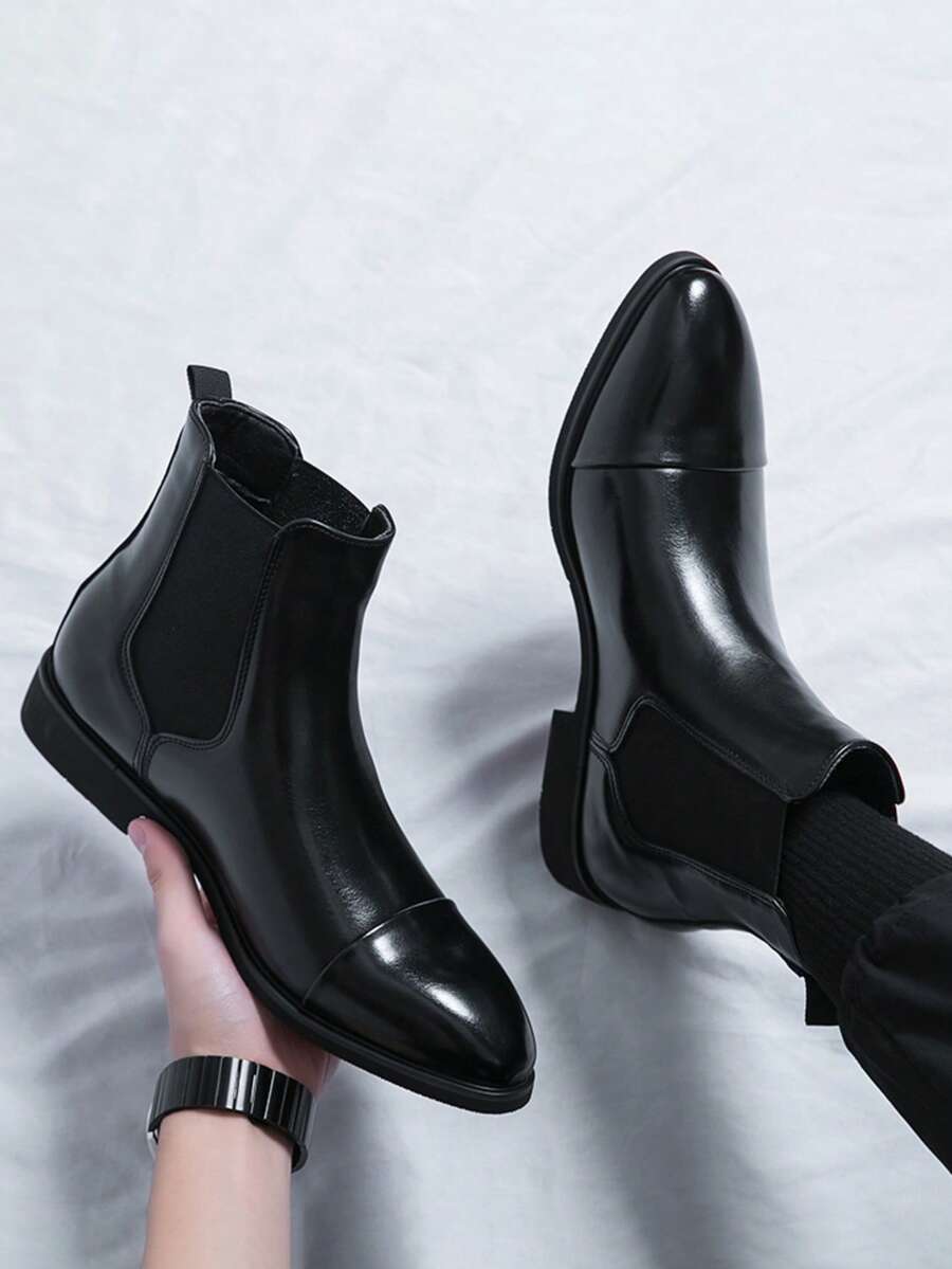 Muške Chelsea čizme sa crvenim đonom, slip-on od PU materijala sa špicastim vrhom