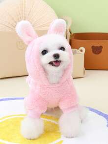PETSIN Cuddly Thick Pet Jumpsuit – Cute Four-Legged Fleece Pajamas For Small Dogs & Cats, Cozy Autumn/Winter Outfit For Play And Relaxation
