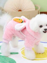 PETSIN Cuddly Thick Pet Jumpsuit – Cute Four-Legged Fleece Pajamas For Small Dogs & Cats, Cozy Autumn/Winter Outfit For Play And Relaxation
