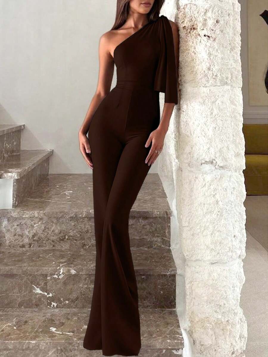 Ženski seksi elegantni kombinezon sa otvorenim ramenima i visokim strukom