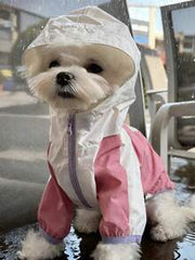 Waterproof, Sunscreen And Dustproof Pet Raincoat | 2-Legged Hooded Zip-Up Pet Clothes For Dogs & Cats
