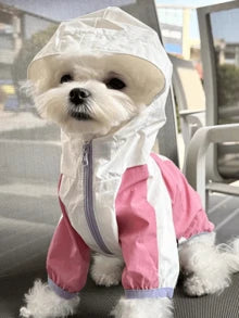 Waterproof, Sunscreen And Dustproof Pet Raincoat | 2-Legged Hooded Zip-Up Pet Clothes For Dogs & Cats