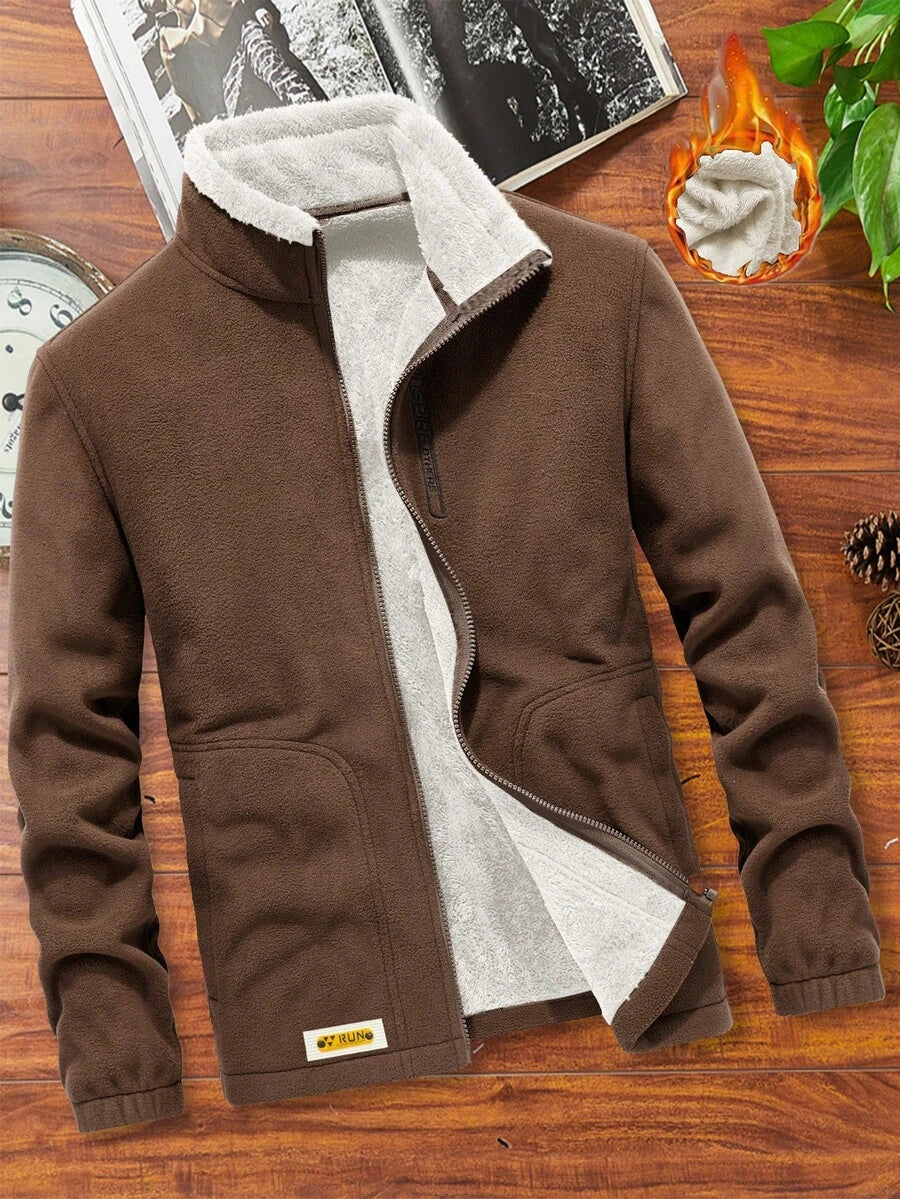 Muška oversized jakna dugih rukava sa postavom od teddy flisa