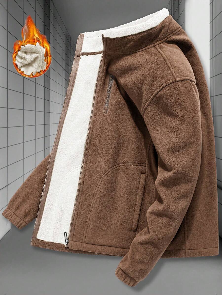 Muška oversized jakna dugih rukava sa postavom od teddy flisa