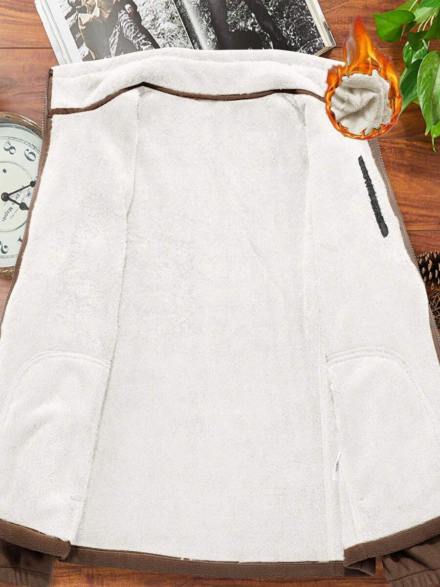 Muška oversized jakna dugih rukava sa postavom od teddy flisa