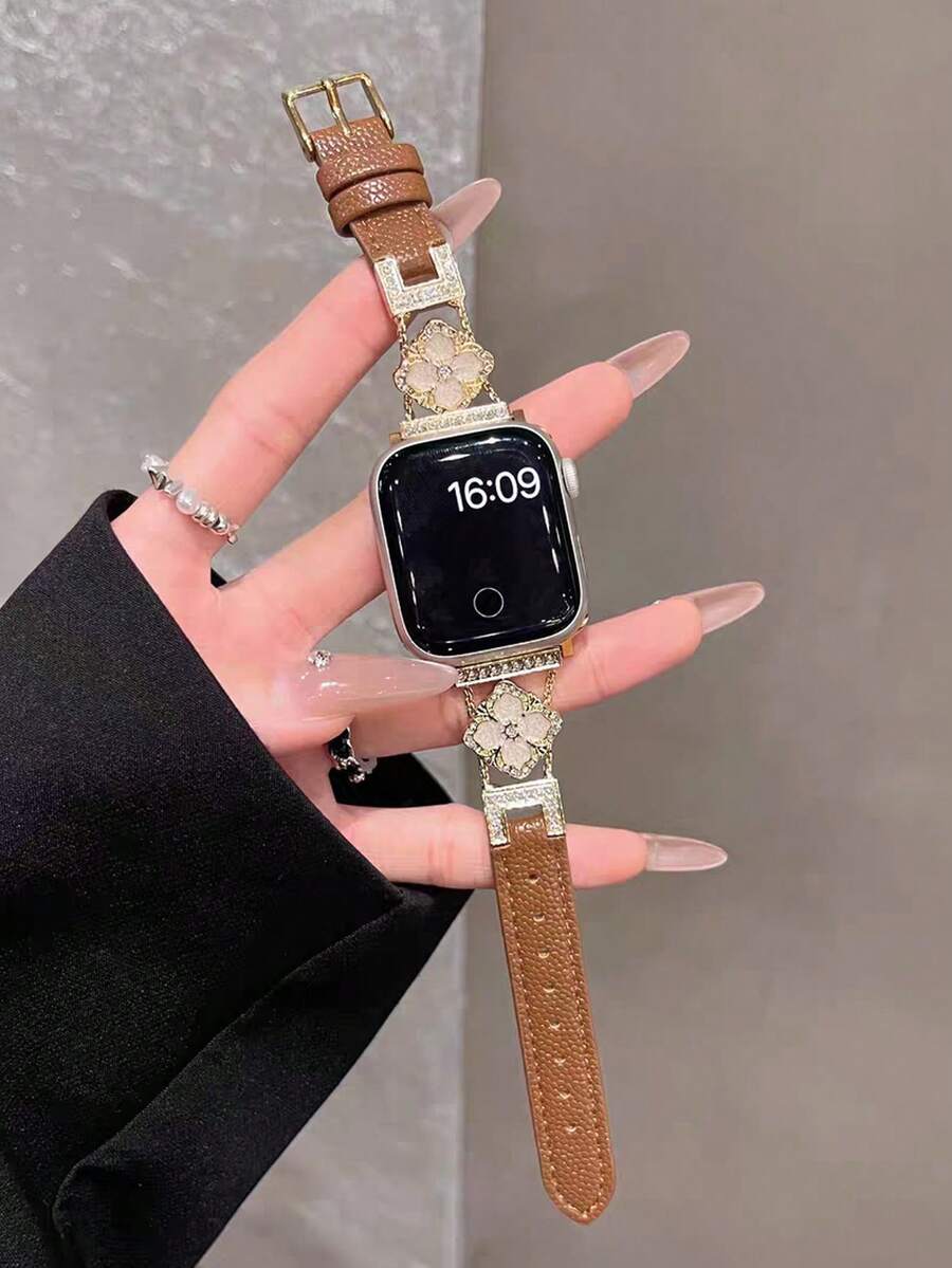 ženski zlatni sjajni kaiš za pametni sat sa  dijamantskim detaljima,  pogodan za Apple Watch 38/40/41/42/44/45/46/49mm