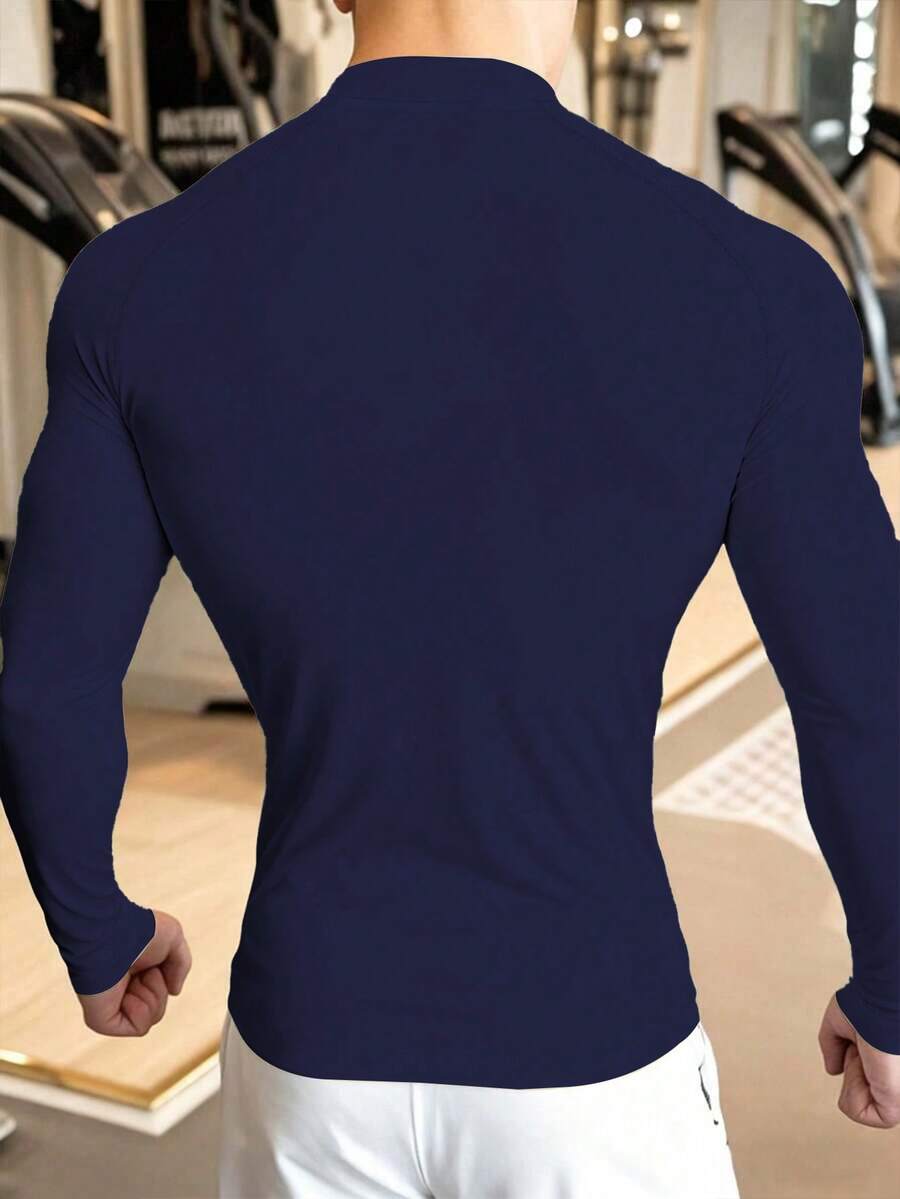 Muška obična raglan majica sa printom šipke za teretanu, dugih rukava