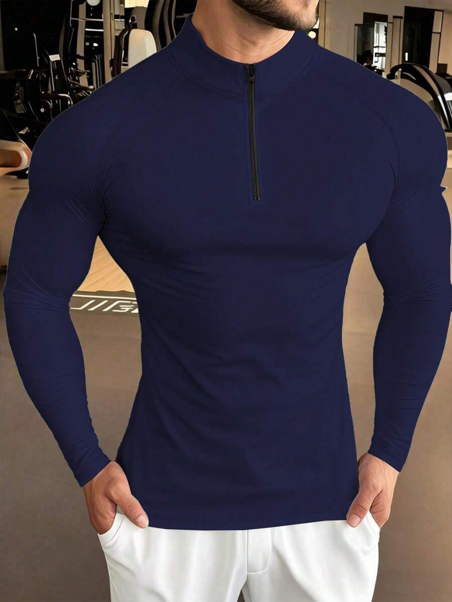Muška obična raglan majica sa printom šipke za teretanu, dugih rukava