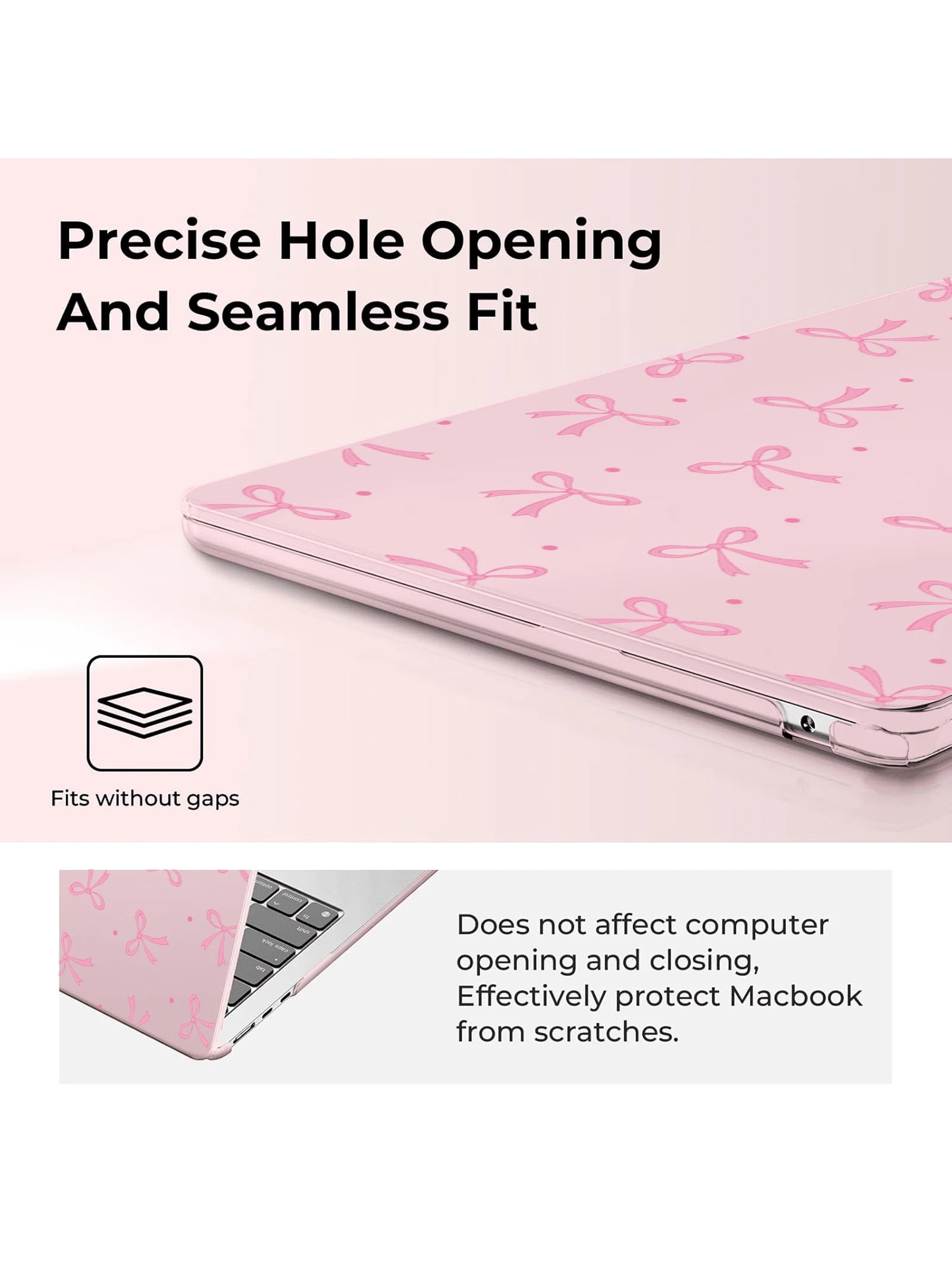 Prozirna zaštitna futrola za laptop sa mašnom, kompatibilna sa Apple notebook računarima