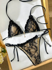 Ženski bikini set od žakard tkanine, sa halter dekolteom